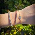 18CT YELLOW GOLD & RAINBOW SAPPHIRE BRACELET