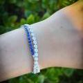 18CT WHITE GOLD CEYLON SAPPHIRE & DIAMOND TENNIS BRACELET