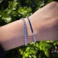 18CT WHITE GOLD CEYLON SAPPHIRE & DIAMOND TENNIS BRACELET