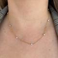 18CT YELLOW & WHITE GOLD DIAMOND BEZEL SET NECKLACE