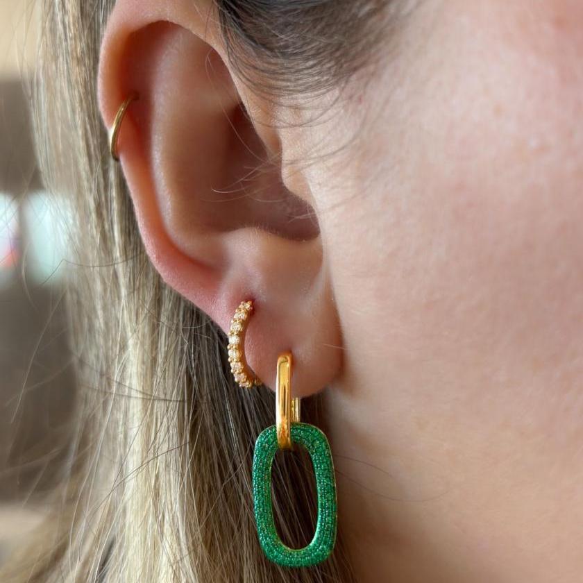 18CT YELLOW GOLD & EMERALD INTERCHANGABLE EARRINGS