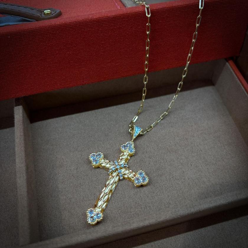 18CT TWO-TONE DIAMOND CROSS