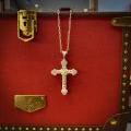 18CT TWO-TONE DIAMOND CROSS