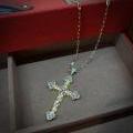 18CT TWO-TONE DIAMOND CROSS