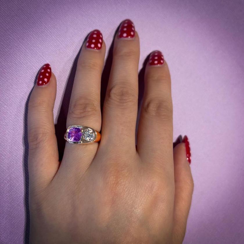 18CT ROSE GOLD SAPPHIRE & DIAMOND RING