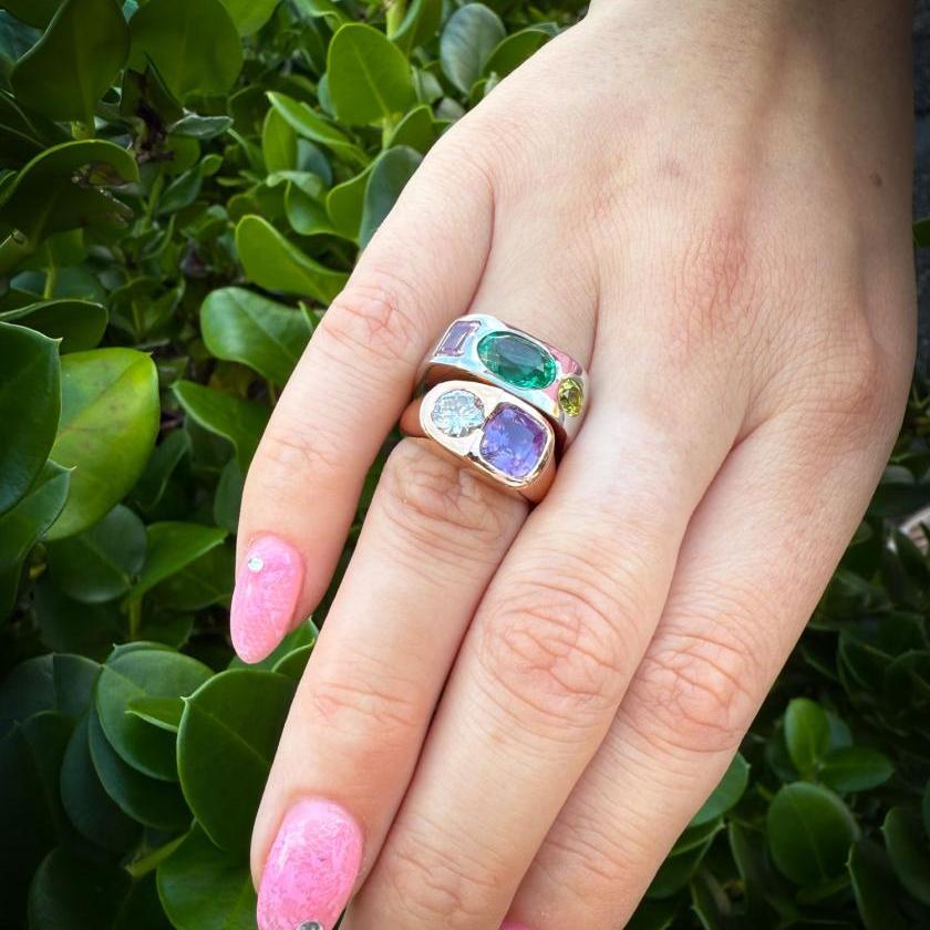 18CT ROSE GOLD SAPPHIRE & DIAMOND RING