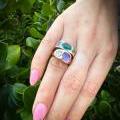 18CT ROSE GOLD SAPPHIRE & DIAMOND RING