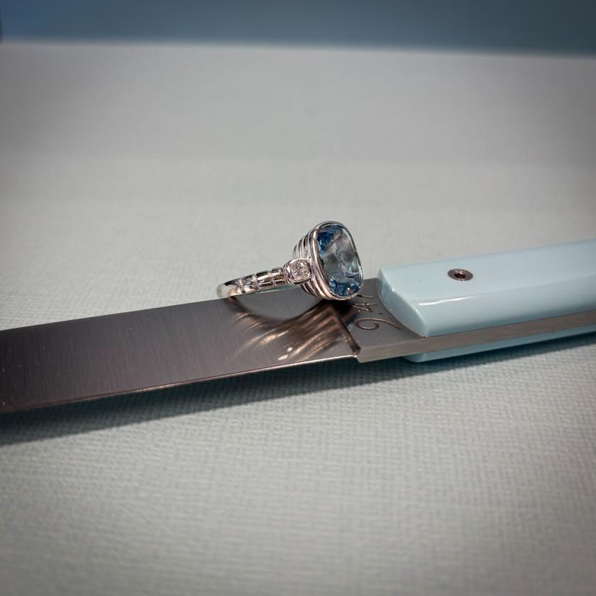 PLATINUM AQUA & DIAMOND DRESS RING