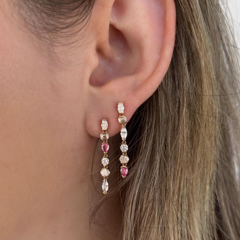 18CT YELLOW GOLD PINK POPS