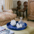 ADDISON ROSS LARGE NAVY SCALLOPED TRAY
