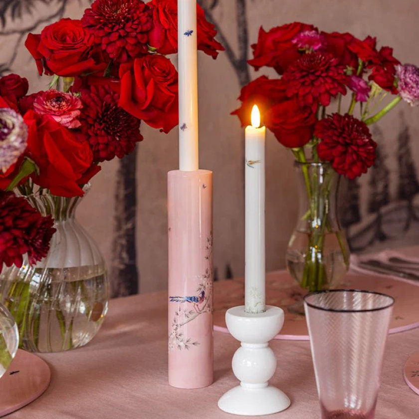 ADDISON ROSS 10CM WHITE BOBBIN CANDLESTICK