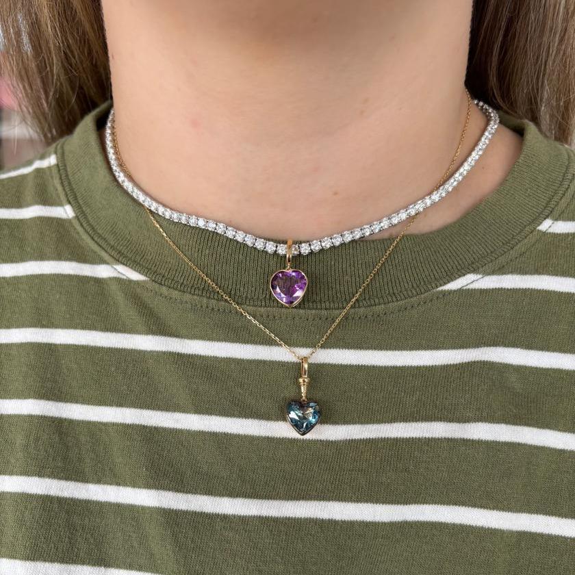 18ct Yellow Gold Amethyst Heart Enhancer Pendant