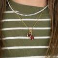 18ct Yellow Gold Garnet Heart Enhancer Pendant
