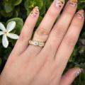 18CT YELLOW GOLD EMERALD CUT HALF ETERNITY RING