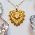18CT YELLOW GOLD & DIAMOND HEART NECKLACE