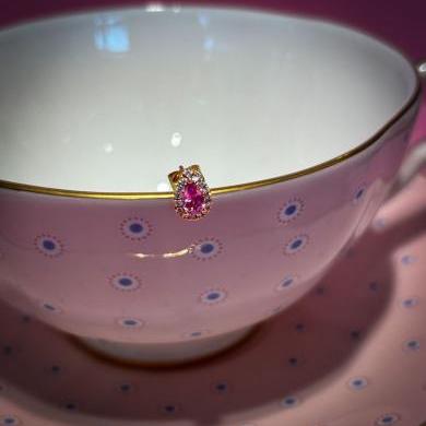 18CT ROSE GOLD PINK SAPPHIRE & DIAMOND HALO STUD EARRINGS