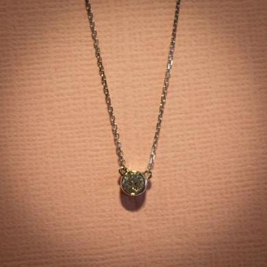 18CT WHITE GOLD BEZEL SET DIAMOND SOLITAIRE NECKLACE