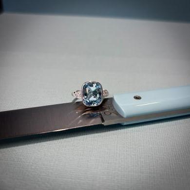 PLATINUM AQUA & DIAMOND DRESS RING