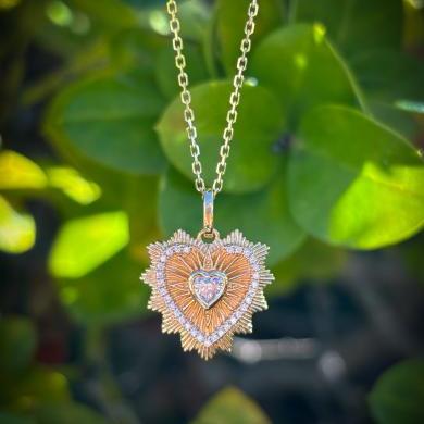 18CT YELLOW GOLD & DIAMOND HEART NECKLACE